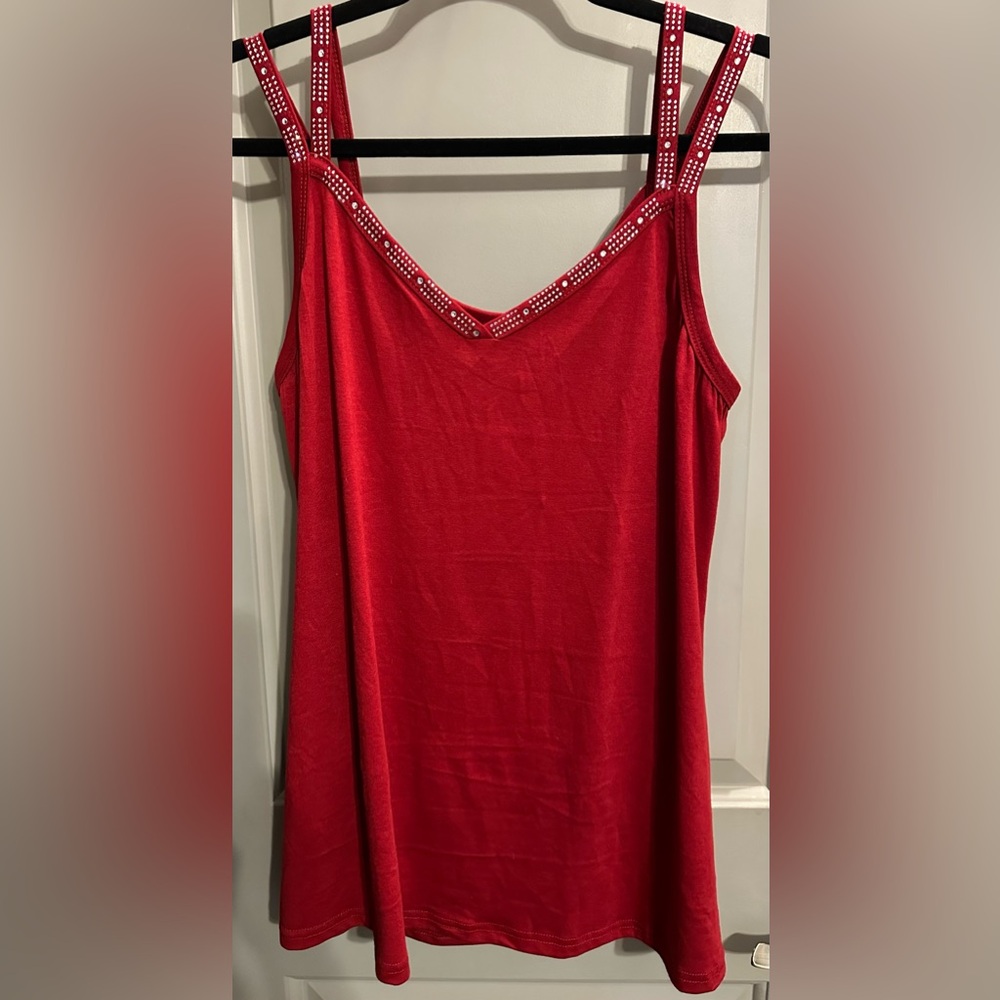 Soesdemo Size L Red Bling Strap Tank NWT